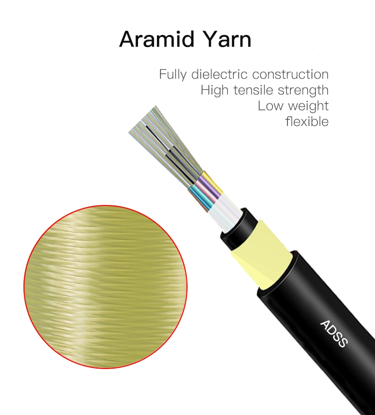 China manufacturer Armored cable 24 48 96 core GYXTW ADSS single mode fiber optic cable outdoor