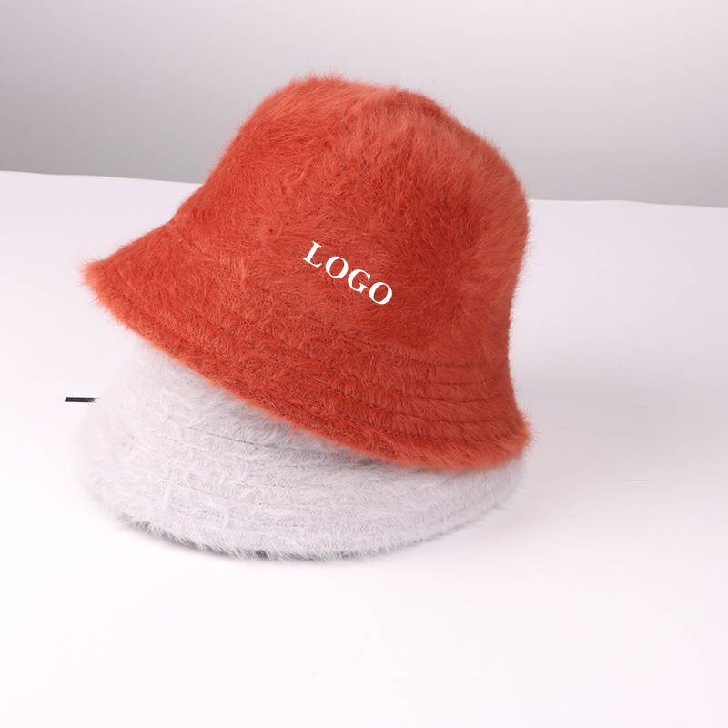 Kangaroo Cold Proof And Warm Personality Trend Rabbit Hair Fisherman Hat Embroidered Winter Bucket Hat