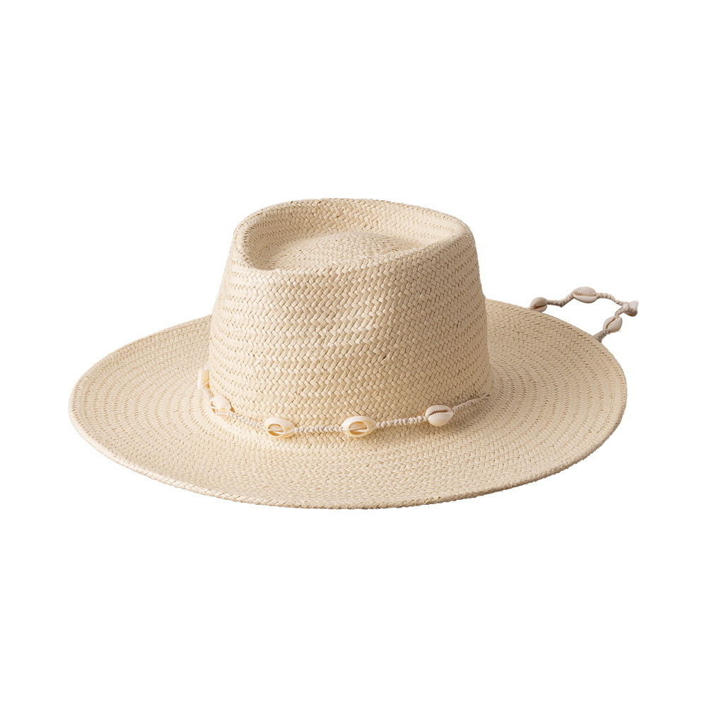 New Designer Fashion Wholesale Summer Spring French Papyrus Hat Custom Sun-proof Straw Beach Hat With Shell Rope