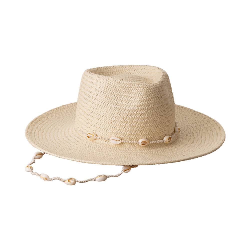 New Designer Fashion Wholesale Summer Spring French Papyrus Hat Custom Sun-proof Straw Beach Hat With Shell Rope