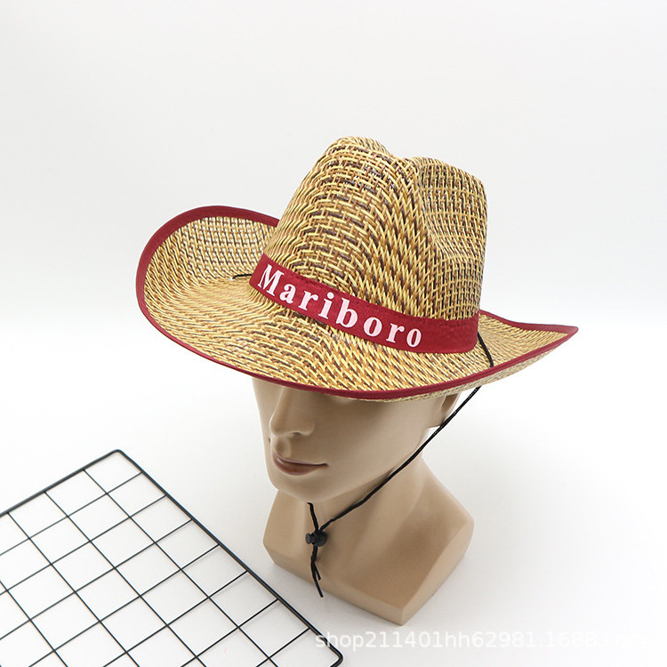 Custom Wholesale Summer Raffia Best Selling Women Men Straw Grass Crochet Hat Lightweight Wester Cowboy Straw Hats