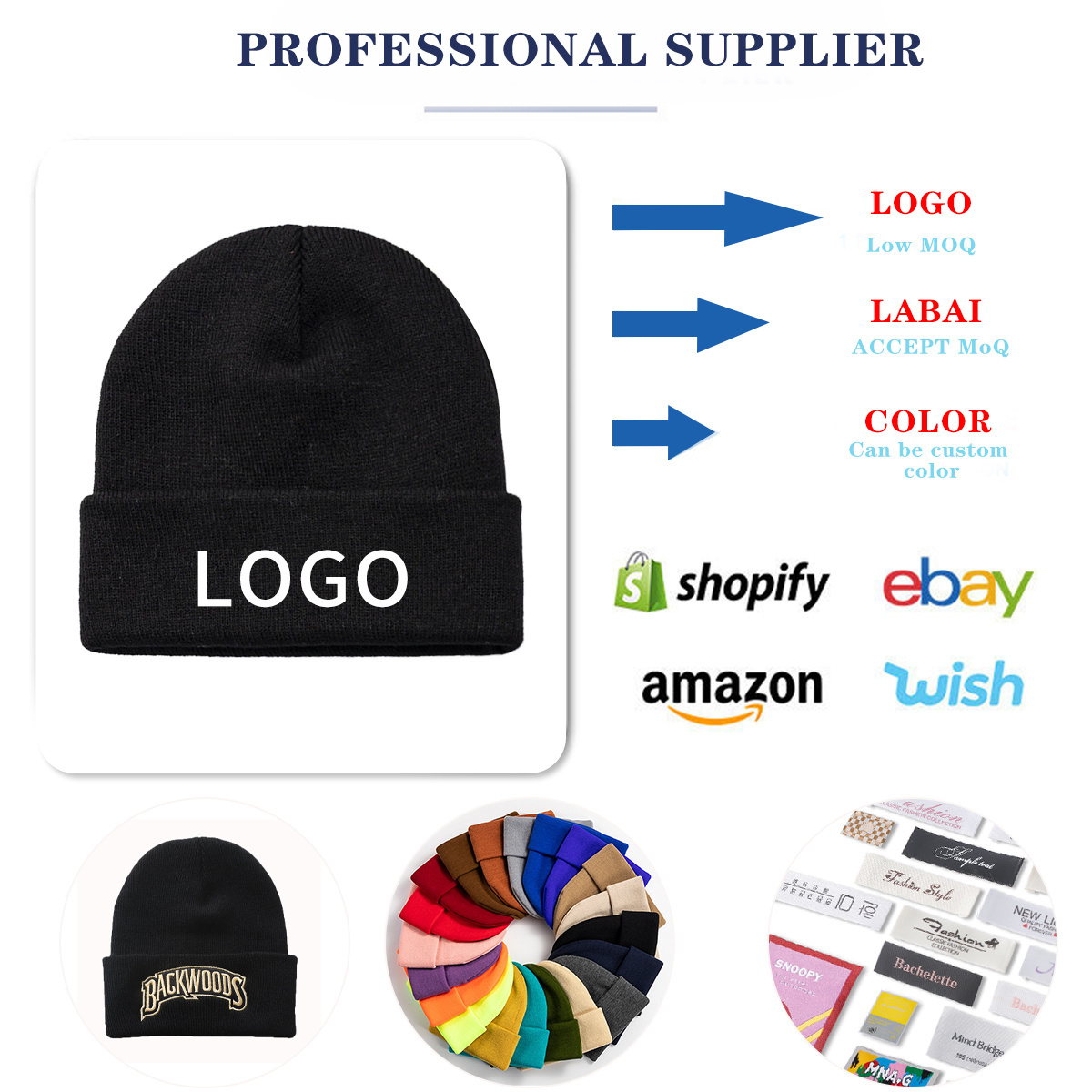 OEM ODM Wholesale  100% Acrylic  Plain Beanie Cap  Keep Warm Custom  Beanie Knitted Winter Hat For Women Men