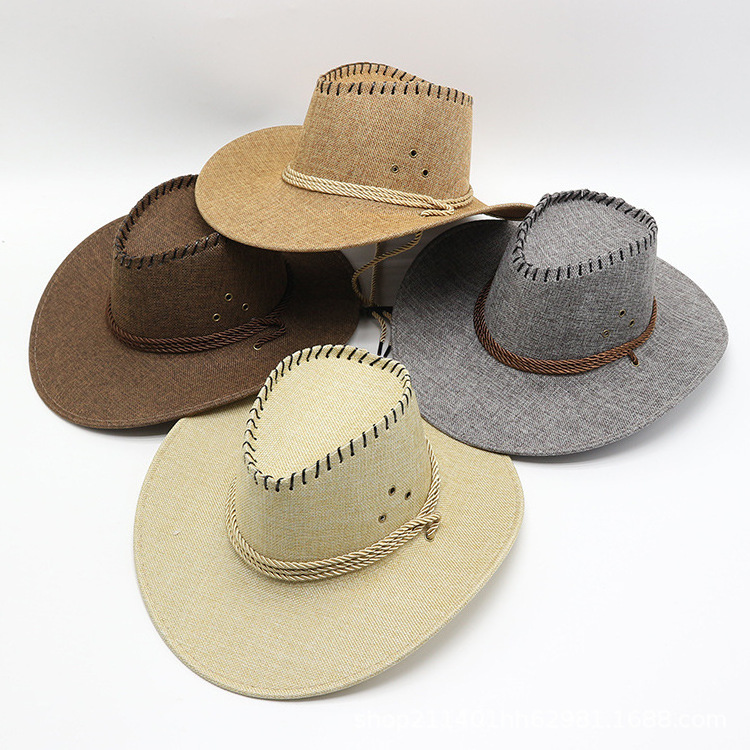 Custom Wholesale Summer Raffia Best Selling Women Men Straw Grass Crochet Hat Lightweight Wester Cowboy Straw Hats