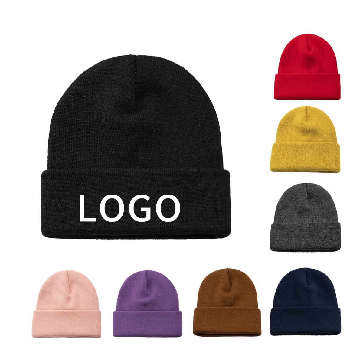 OEM ODM Wholesale  100% Acrylic  Plain Beanie Cap  Keep Warm Custom  Beanie Knitted Winter Hat For Women Men