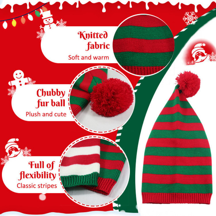 Adult Christmas Knitted Hats Elf Santa Beanies Santa Claus Red And Green Knitted Crochet Hats