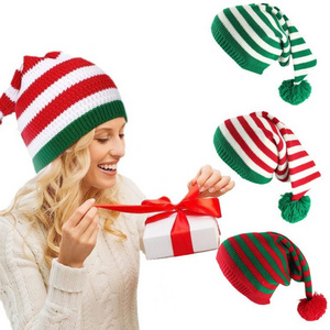 Adult Christmas Knitted Hats Elf Santa Beanies Santa Claus Red And Green Knitted Crochet Hats