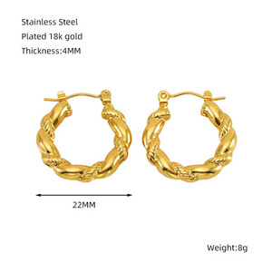 Vintage Earrings 18k Gold Plated Round Shaped Earrings Stainless Steel Fine Jewelry Earrings for Women