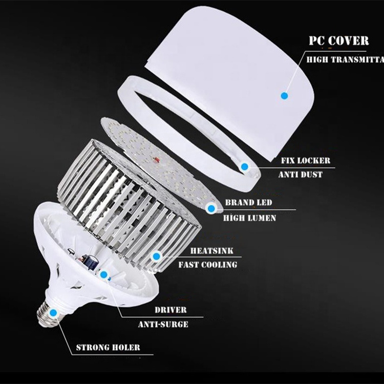 Led Bulb High Power Aluminum 30w 50w 80w 100w 150w 200w Light Led Bulbs E40 E27 Workshop Garage Factory Warehouse Lamp