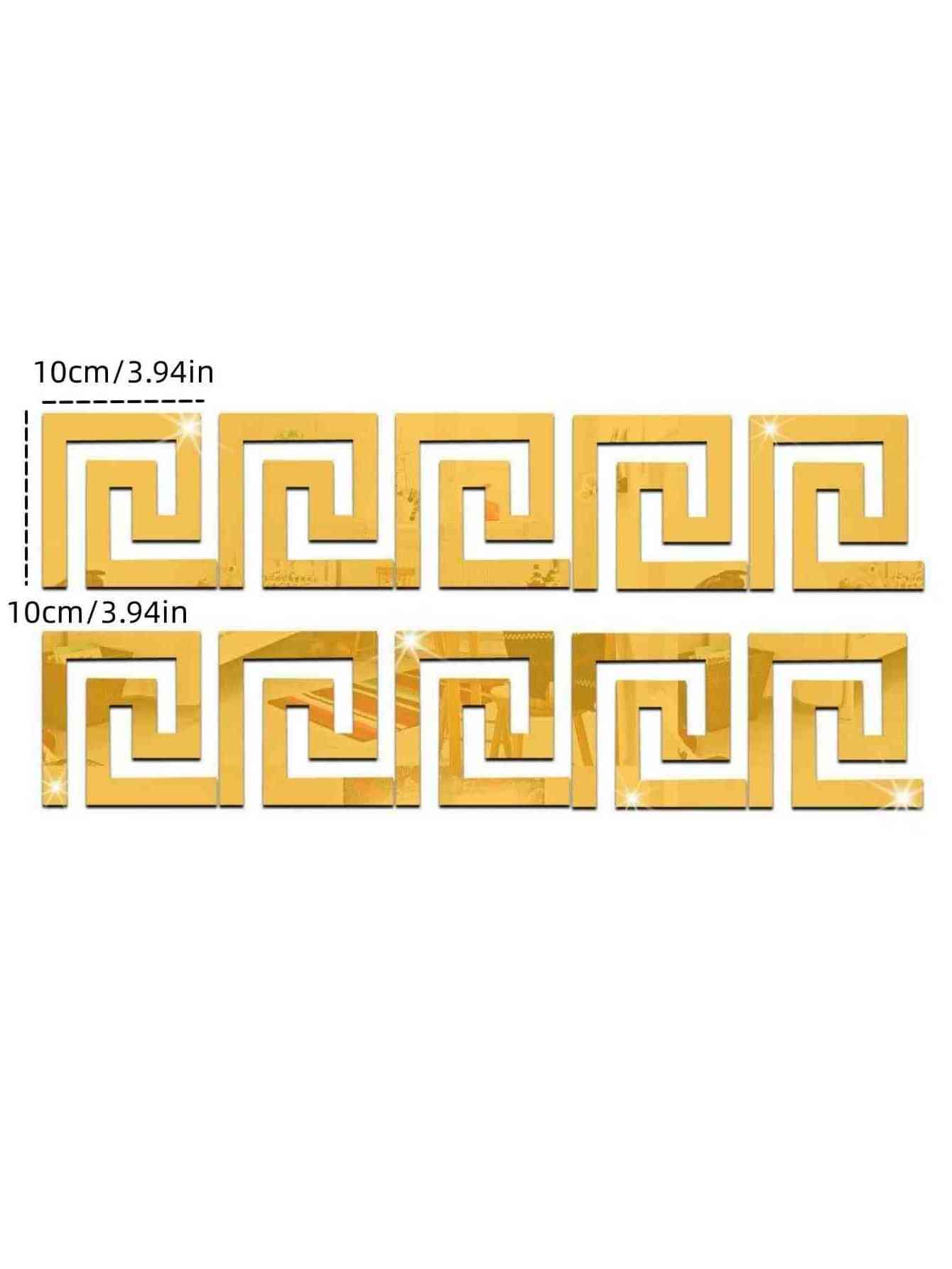 Modern Gold-accented Acrylic Wall Decor Art Deco Style Mirror Wall Stickers High-End Room Decoration with Glass Corner Lines