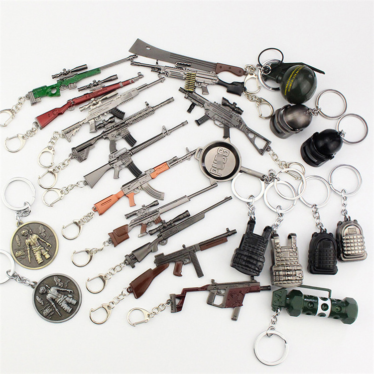 High Quality 9 12 Cm Knife Gun Key Chain Alloy Metal Keychain