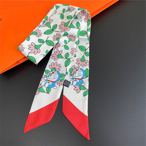 Dragonfly Printed Skinny Scarf Women 2023 Luxury Brand Design Bag Scarves Hair Neck Silk Scarf For Ladies Foulard Headband