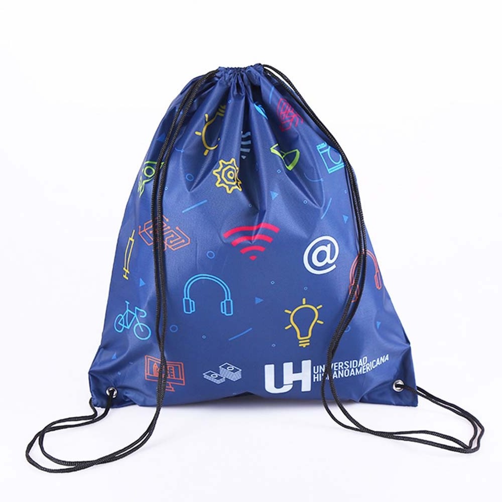 Sublimation Printing Hiking Sports Foldable Polyester Drawstring Backpack Bag Nylon Bag Digital Printing Storage Folding Letter