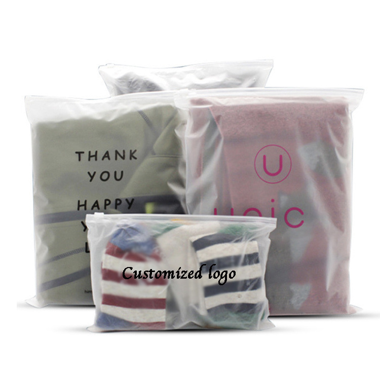 Reusable Custom 12mm 14mm 16mm Clear Plastic Packaging Bags Zip Lock Frosted Ziplock Bag For Clothing