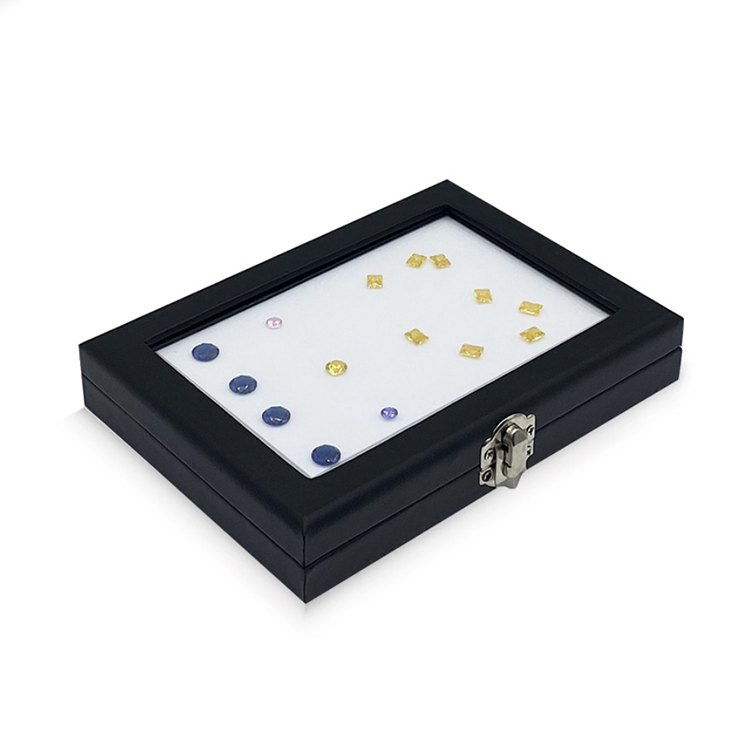 Custom Wholesale Black Gem Display Box Quality Diamond Storage Box Luxury Jewelry Box with Lock