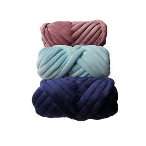 Arm Knitting Yarn for Chunky Braided Knot Throw Blanket DIY, Soft Extra Cotton Washable Tube Bulky Giant Yarn for Weave Craft