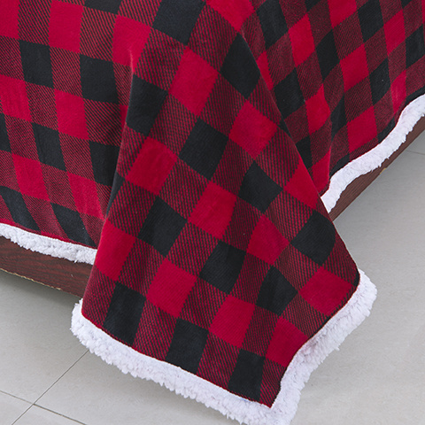 Micro Fiber Sherpa Fleece Super Soft Warm Buffalo Plaid Plush Throws Lightweight Cozy Fuzzy for Wholesale Mink Blanket