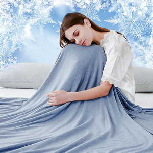 2024 New Solid Double Side Soft Nylon Thin Breathable Cool Cold Feeling Sleep Summer Ice Cooling Blanket for Adults Kids