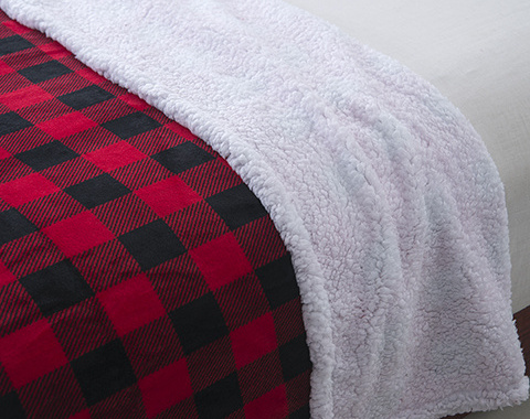 Micro Fiber Sherpa Fleece Super Soft Warm Buffalo Plaid Plush Throws Lightweight Cozy Fuzzy for Wholesale Mink Blanket