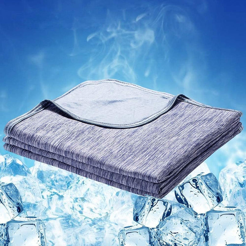 2024 New Solid Double Side Soft Nylon Thin Breathable Cool Cold Feeling Sleep Summer Ice Cooling Blanket for Adults Kids