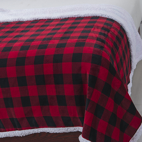 Micro Fiber Sherpa Fleece Super Soft Warm Buffalo Plaid Plush Throws Lightweight Cozy Fuzzy for Wholesale Mink Blanket