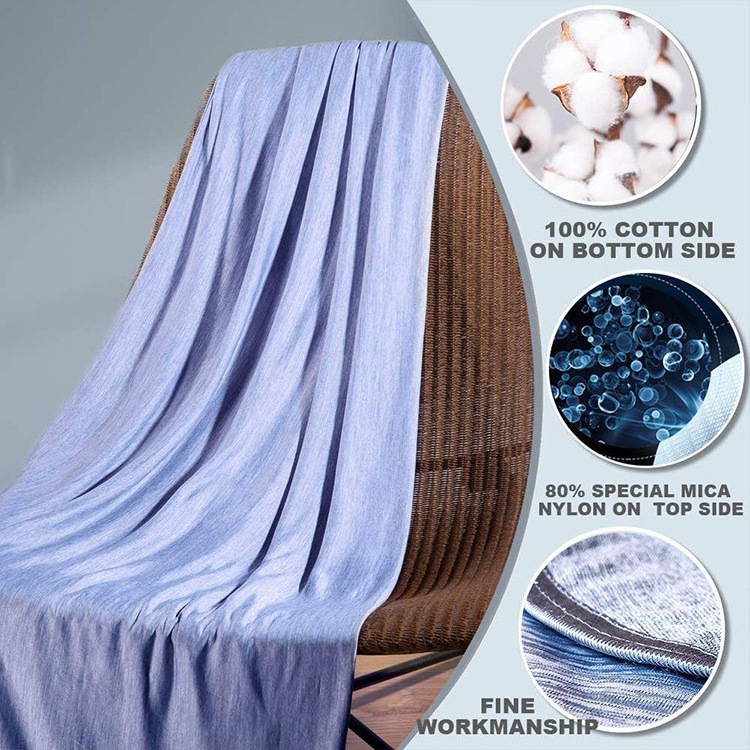 2024 New Solid Double Side Soft Nylon Thin Breathable Cool Cold Feeling Sleep Summer Ice Cooling Blanket for Adults Kids