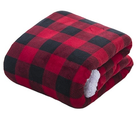 Micro Fiber Sherpa Fleece Super Soft Warm Buffalo Plaid Plush Throws Lightweight Cozy Fuzzy for Wholesale Mink Blanket