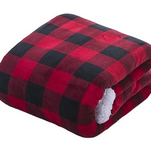 Micro Fiber Sherpa Fleece Super Soft Warm Buffalo Plaid Plush Throws Lightweight Cozy Fuzzy for Wholesale Mink Blanket