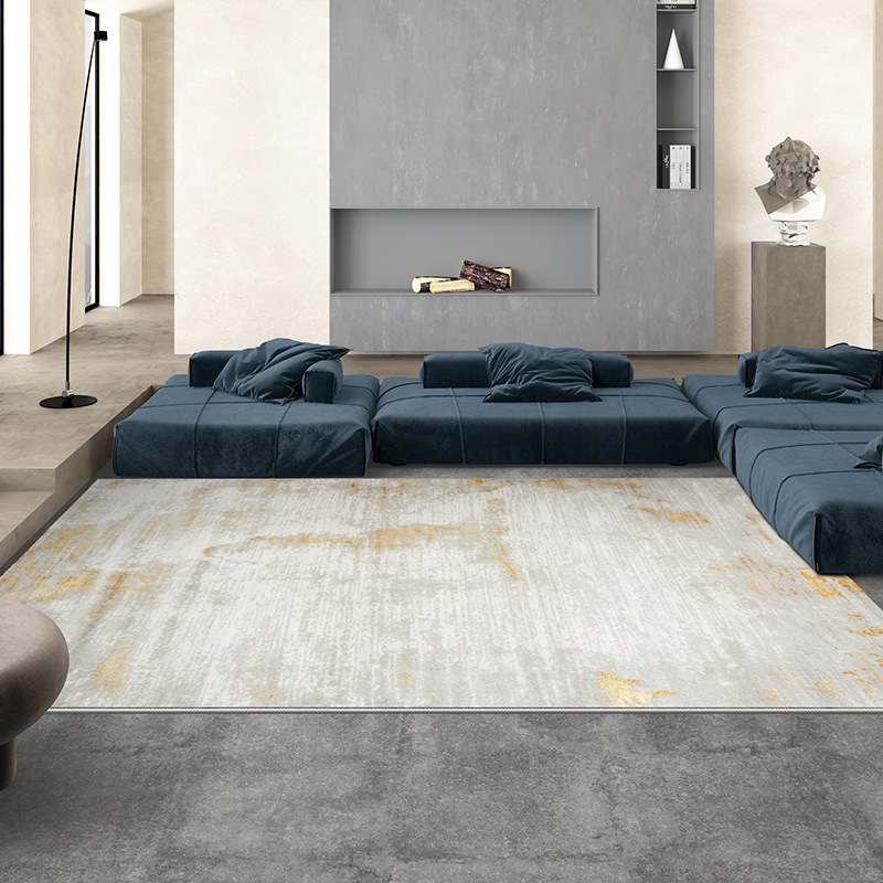 Factory Sale Home Carpets Rugs Living Room Modern Turkish Rug Machine Made Luxury Grey And Golden Abstract Custom Rugs