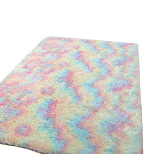 factory price Rainbow Area Rugs Fluffy Colorful Rugs Cute Floor Carpets Shaggy Playing Mat for Kids Baby Girls Bedroom