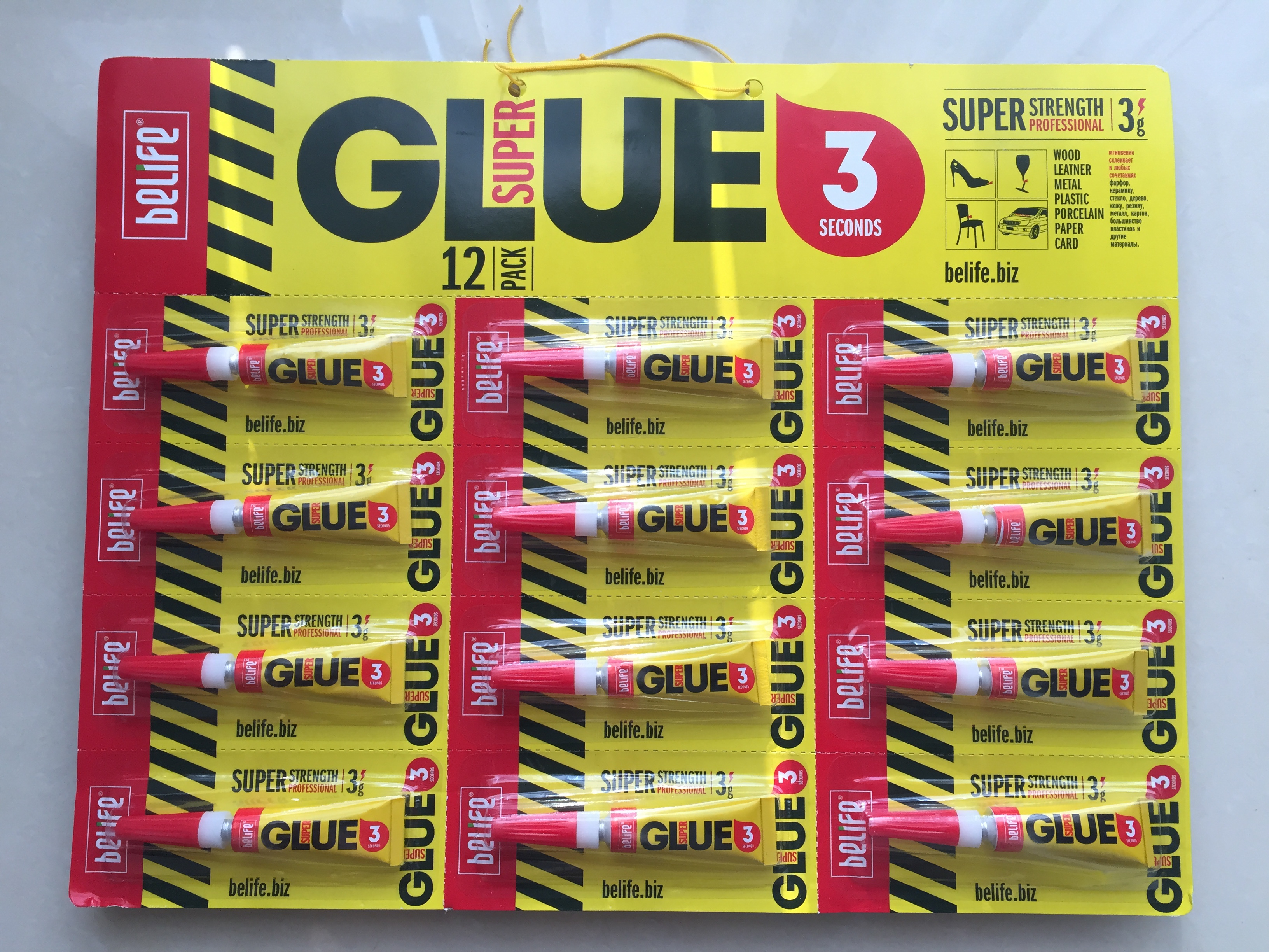 502 Super Glue instant glue  3g x 12tubes/set ,all-purpose adhesive, repair iron, ceramics, wood, plastic