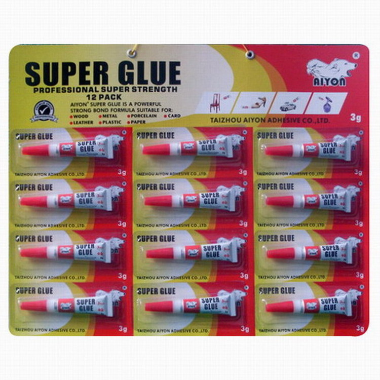 502 Super Glue instant glue  3g x 12tubes/set ,all-purpose adhesive, repair iron, ceramics, wood, plastic