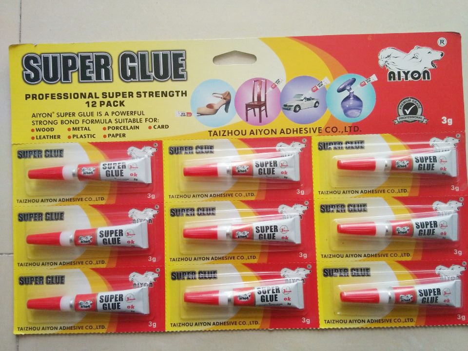 502 Super Glue instant glue  3g x 12tubes/set ,all-purpose adhesive, repair iron, ceramics, wood, plastic