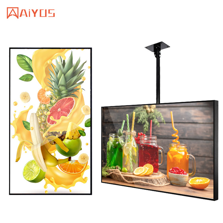 32 43 49 55 inch Super thin restaurant wall mount digital signage android lcd advertising display screen digital menu board