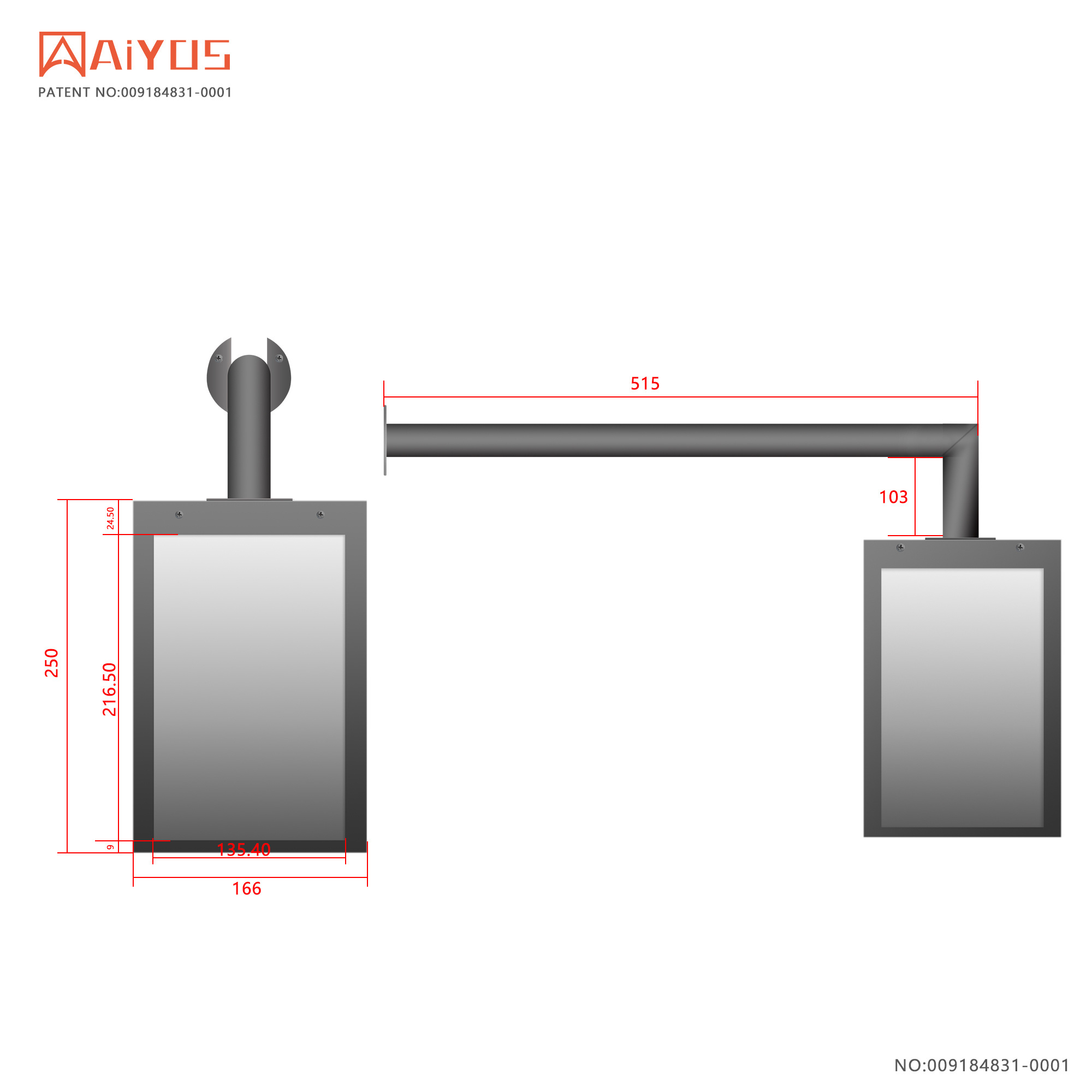 Aiyos PATENT NEW 10.1 inch High Brightness 1000nits HD Screen Lanterns LCD Digital Signage 4 Sided Displays