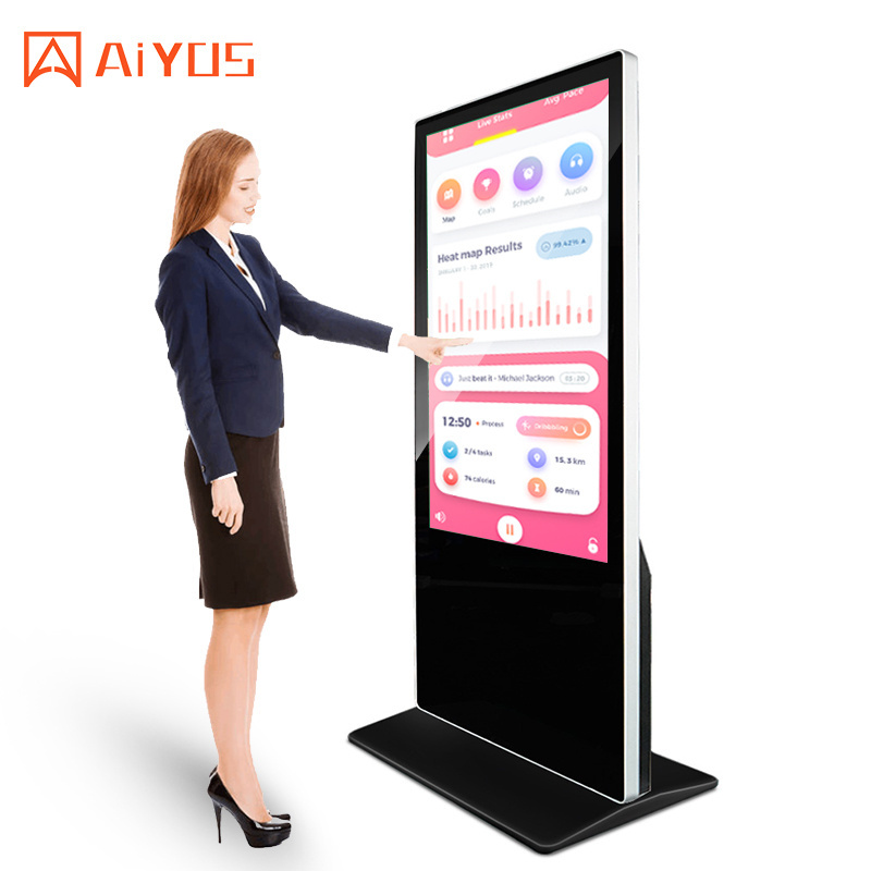 Floor Standing Indoor 43 Inch LCD Advertising Display Touch Interactive Screens AD Kiosk Stand Alone Digital Advertising Machine