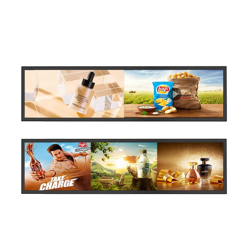 AIYOS 24/28/29/36.6/37/43/47.1/48 inch lcd screen stretched bar digital signage shelf display/edge display/wide lcd panel sign