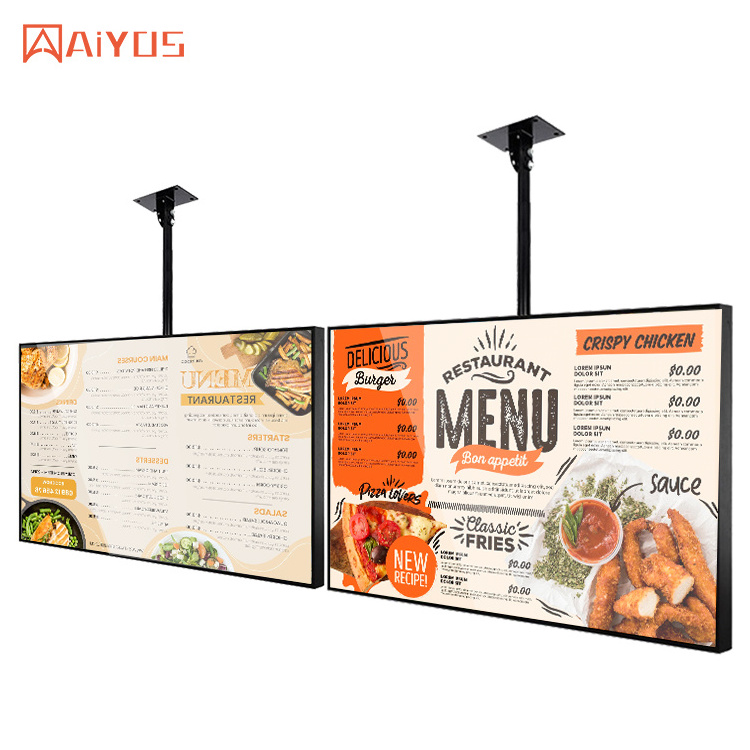 32 43 49 55 inch Super thin restaurant wall mount digital signage android lcd advertising display screen digital menu board