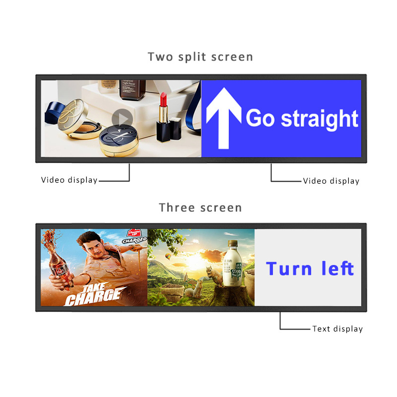 AIYOS 24/28/29/36.6/37/43/47.1/48 inch lcd screen stretched bar digital signage shelf display/edge display/wide lcd panel sign