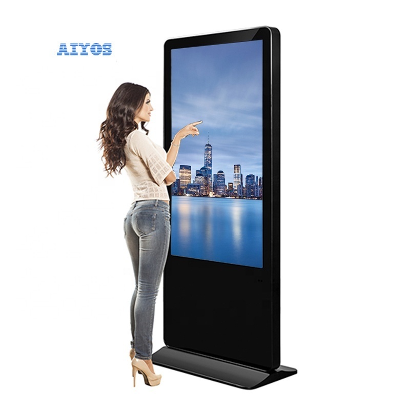 Floor Standing Indoor 43 Inch LCD Advertising Display Touch Interactive Screens AD Kiosk Stand Alone Digital Advertising Machine