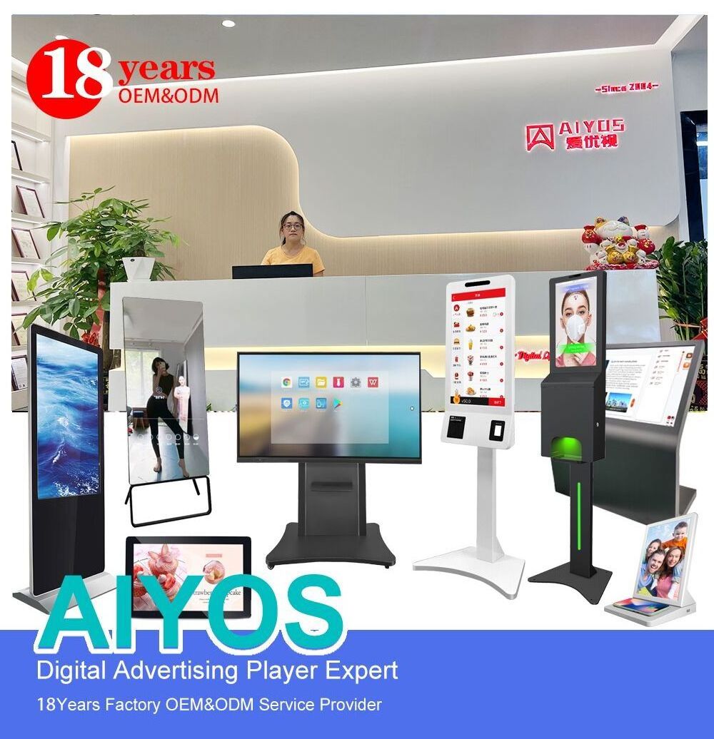 Aiyos 55 Inch Floor Stand LCD Display Touch Screen Indoor Android Advertising Display TV Digital Signage Totem Kiosk