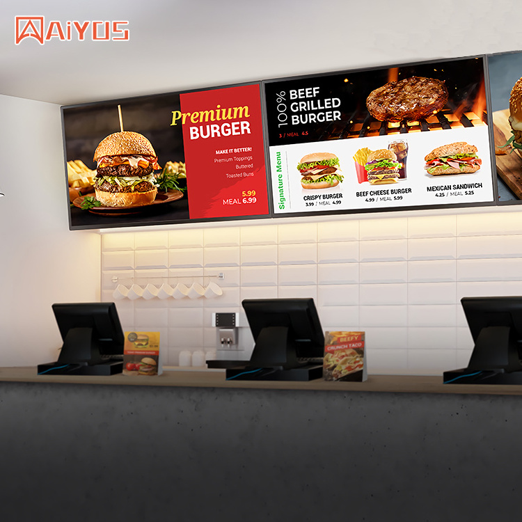 32''43'50'''55'' Indoor Ultra Thin  LCD Monitor Android Advertising Player Display Signage for Restaurant Menu Board