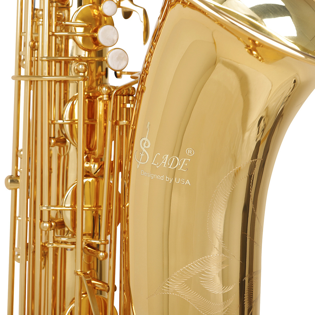 SLADE Gold Eb Performance High Quality Brass Instrument White Shell Button Baritone saxophone