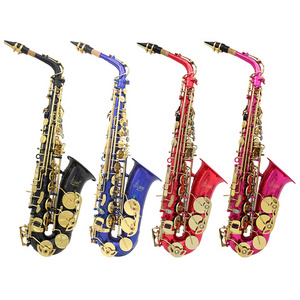 Hot sale SLADE Eb brass accesorios para blue red black decorative coloured alto saxophone with case