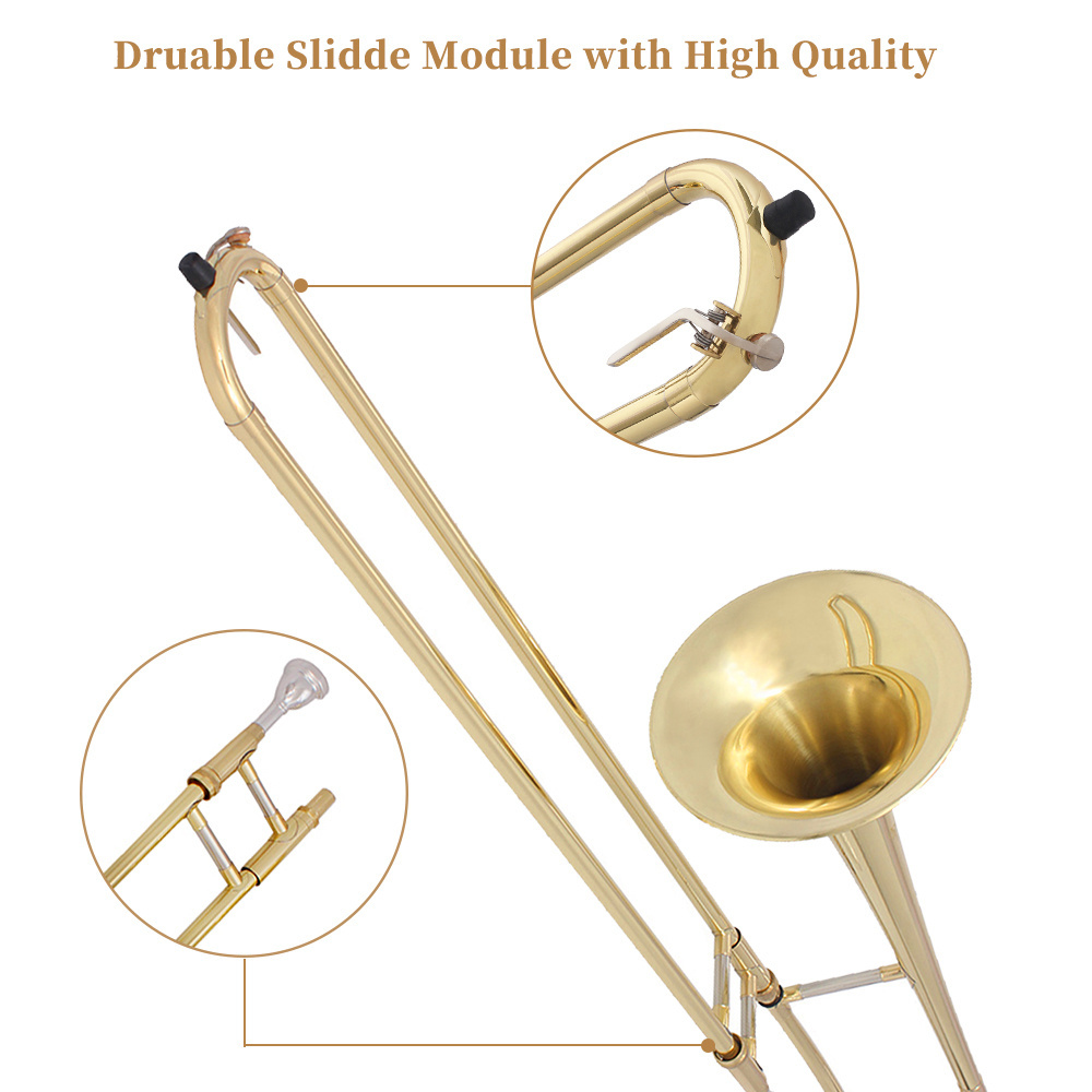 SLADE Factory OEM Bb Tenor Trombone Piccolo Marching Trombone Instrument With Mouthpiece Case Sets