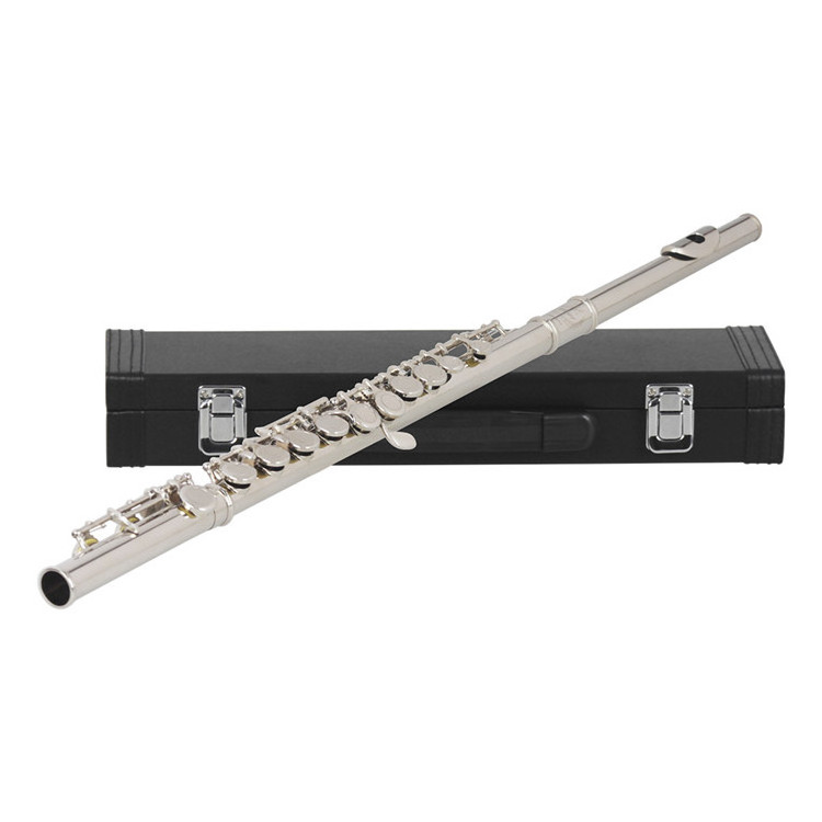 China Factory Direct Sale High Quality MBAT 16 Hole Or C Tone Silver Flute With Leather Box