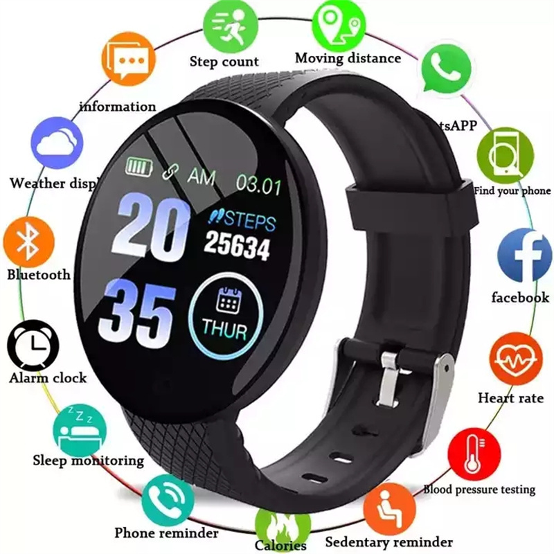 2023 Factory Cheap Price D18 Smart Watch IP67 Waterproof Fitness Tracker Sports Watch Heart Rate D18S Wristband For IOS Android