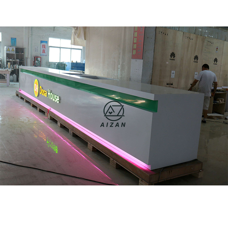 artificial stone restaurant long bar counter fast food cashier counter customized large bar counter