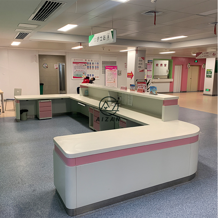 solid surface front desk big large hospital clinic reception desk U shaped nursing station