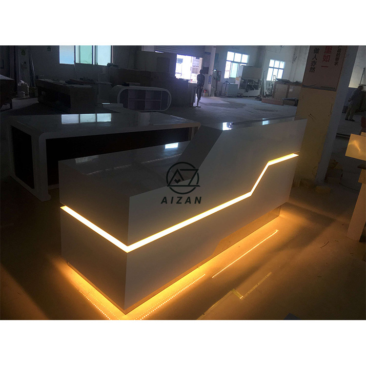 artificial stone top custom front desk counter modern office reception desk hospital dental clinic reception counter