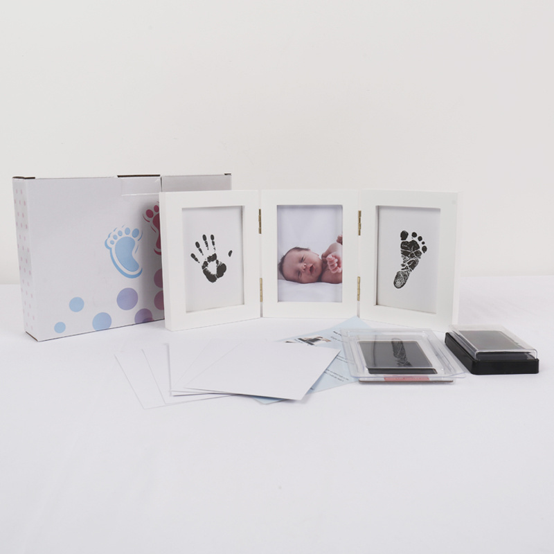 Baby Footprint Card Full Moon Hand and Foot Print Photo Frame Baby Footprint Commemoration One Year Hand and Foot Print